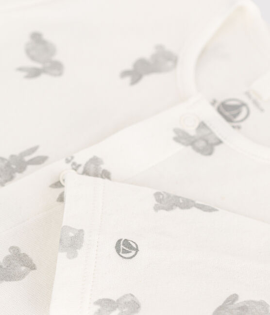 Pigiama bebè in tubique con coniglietti bianco MARSHMALLOW/grigio GRIS