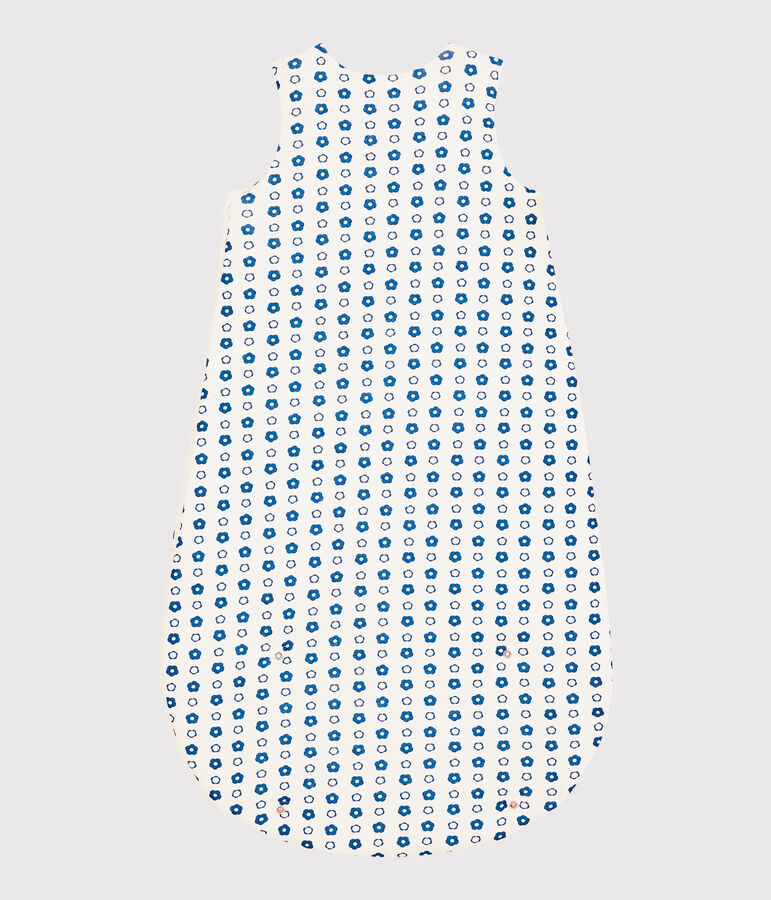 Sacco nanna beb&egrave; a fiori vintage blu in cotone biologico bianco/blu