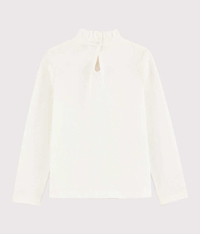 T-shirt con collaretto bambina bianco MARSHMALLOW