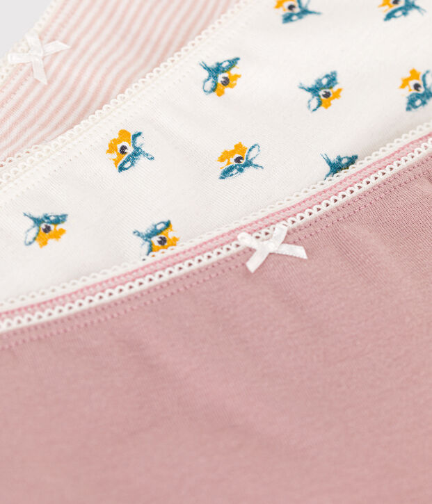 Confezione da 3 shorty bambina in cotone motivo fiore multicolore