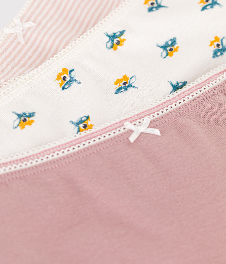 Confezione da 3 shorty bambina in cotone motivo fiore variante 1