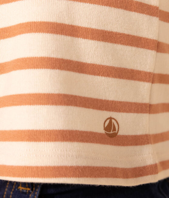 Marinière iconica in cotone bambina. rosa AVALANCHE/bianco SIENNA