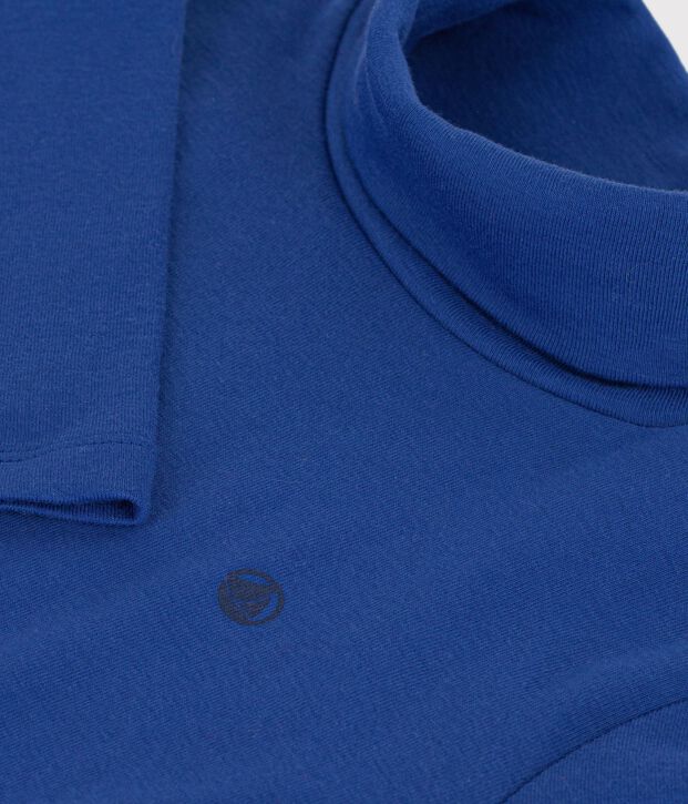 Dolcevita in cotone tinta unita bambino blu