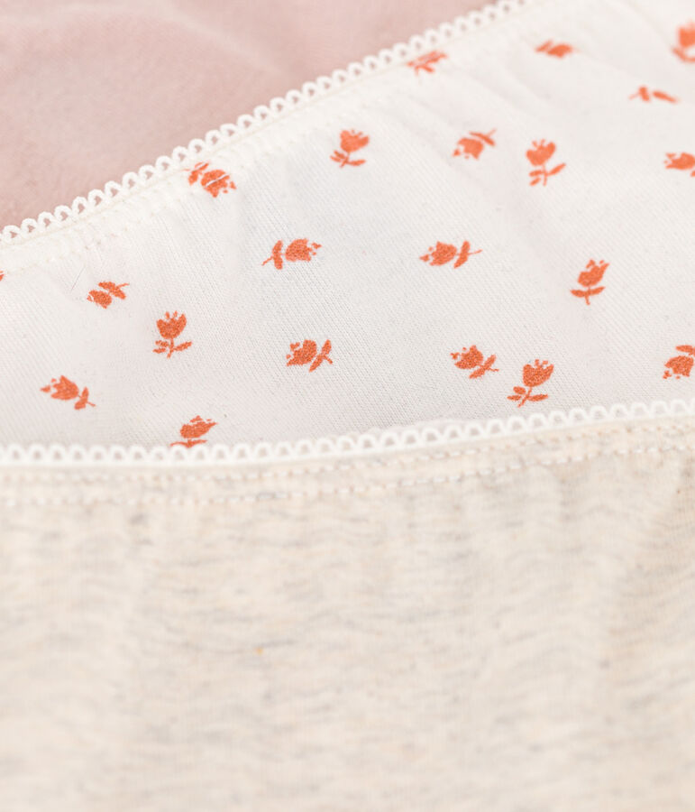 Confezione da 3 slip bambina in cotone ed elastam motivo fiore multicolore