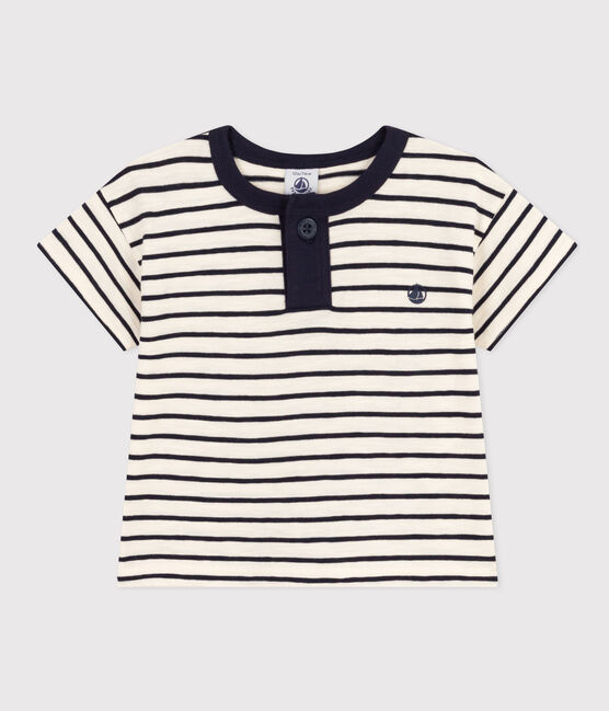 T-shirt bebè a maniche corte in jersey fiammato bianco AVALANCHE/blu SMOKING