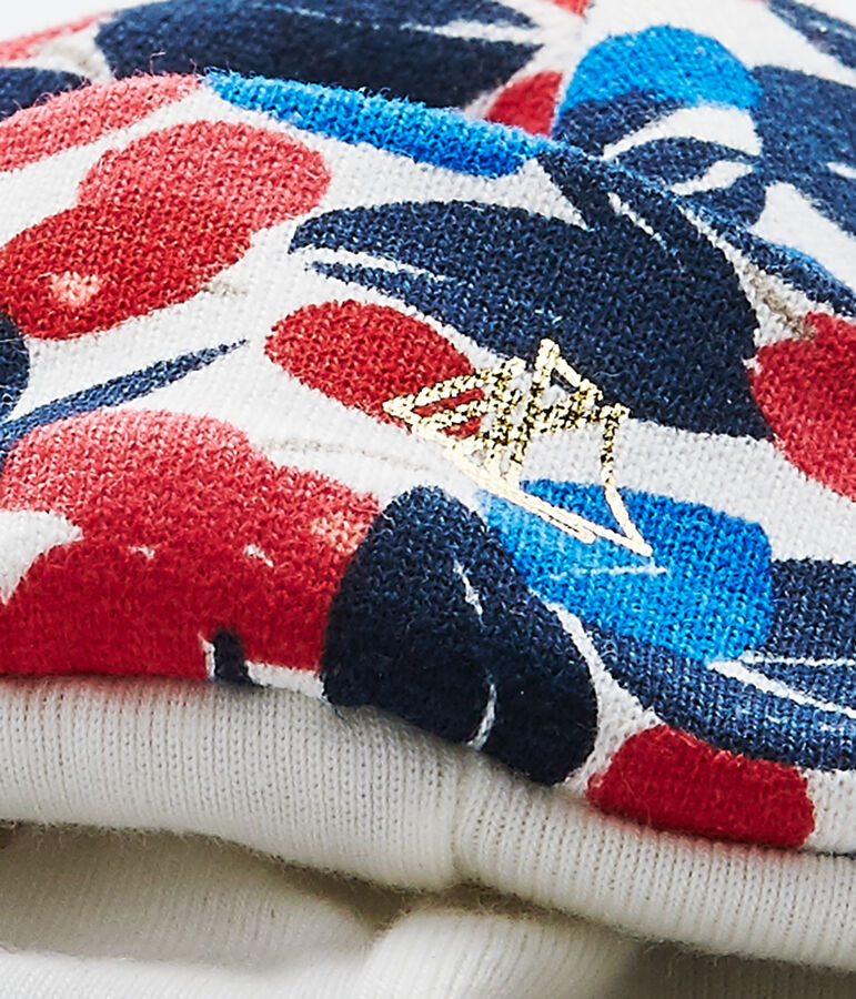 Cappello beb&eacute; bambina in molleton stampato bianco/multicolore