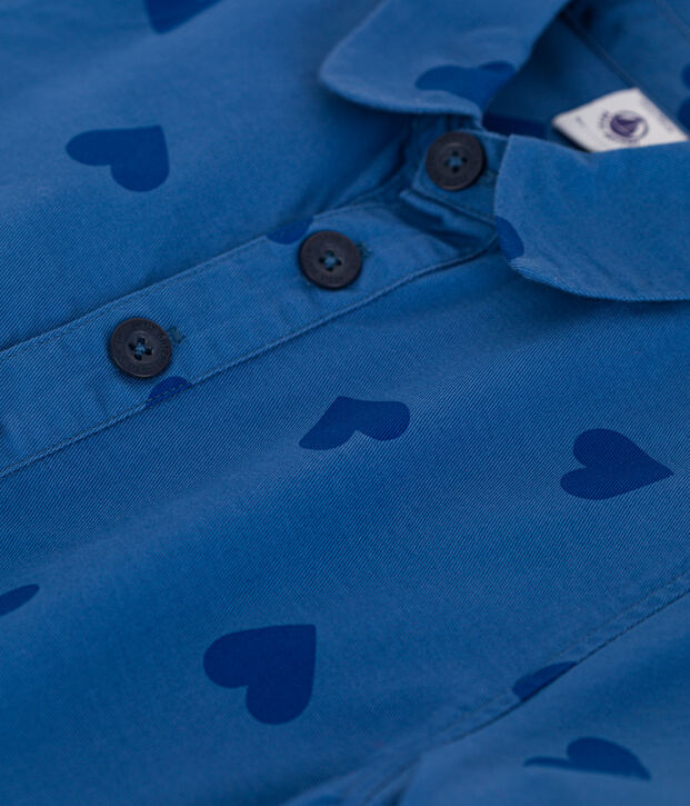 Abito a maniche corte in cotone a cuori bambina blu/blu