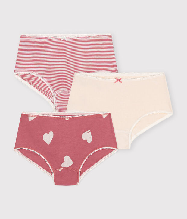 Set di 3 shorty in cotone a cuori bambino multicolore
