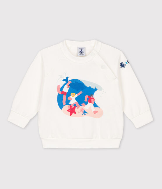 Felpa bebè Petit Bateau x Water Family bianco MARSHMALLOW