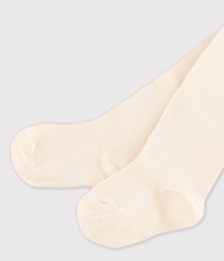 Collant b&eacute;b&eacute; tinta unita in cotone ecru AVALANCHE