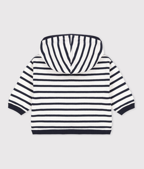 Sweatshirt à capuche bébé rayé marinière en jesey épais bianco MARSHMALLOW/blu SMOKING