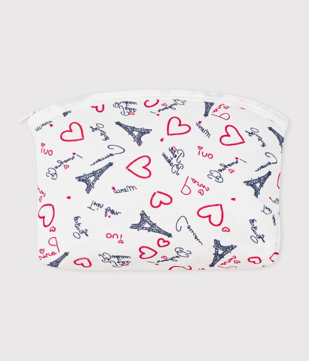 Pochette in cotone con stampa Parigi neonato bianco/multicolore