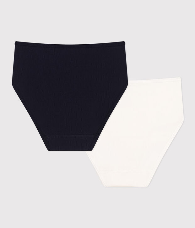 Confezione da 2 slip vita alta in cotone elastam donna multicolore