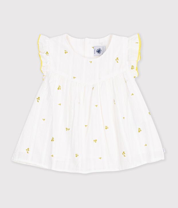 Blusa senza maniche in cotone con stampa a fiori neonata bianco/verde