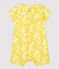 Tutina corta bebè in popeline biologico con fantasia hawaiana giallo ORGE/bianco MARSHMALLOW