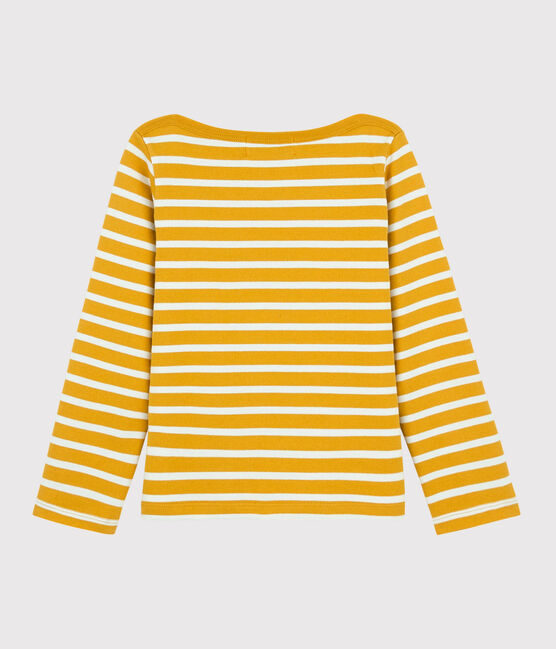 Marinière bambina/bambino in cotone giallo BOUDOR/bianco MARSHMALLOW