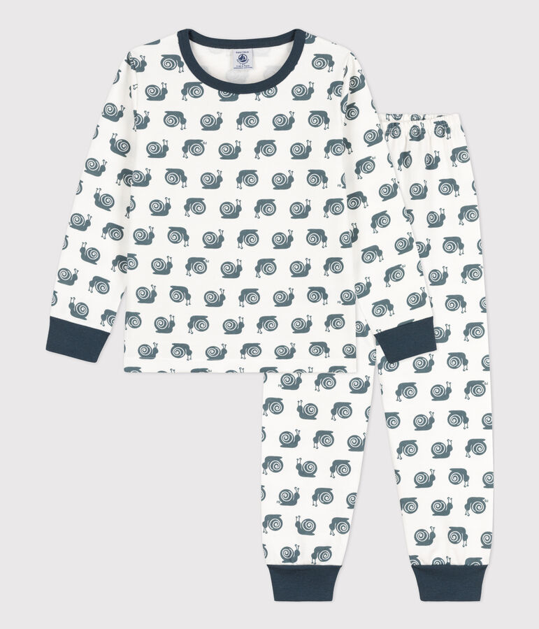 Pigiama con fantasia lumaca bambino unisex in molleton bianco/grigio