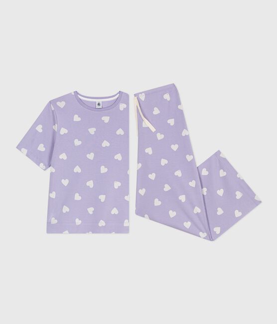 Pigiama donna a maniche corte con gamba ampia in cotone con cuori stampati bianco SQUAW/ MARSHMALLOW
