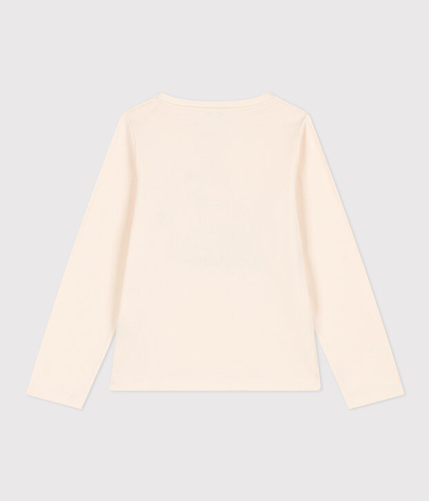 T-shirt maniche lunghe in cotone bambina ecru