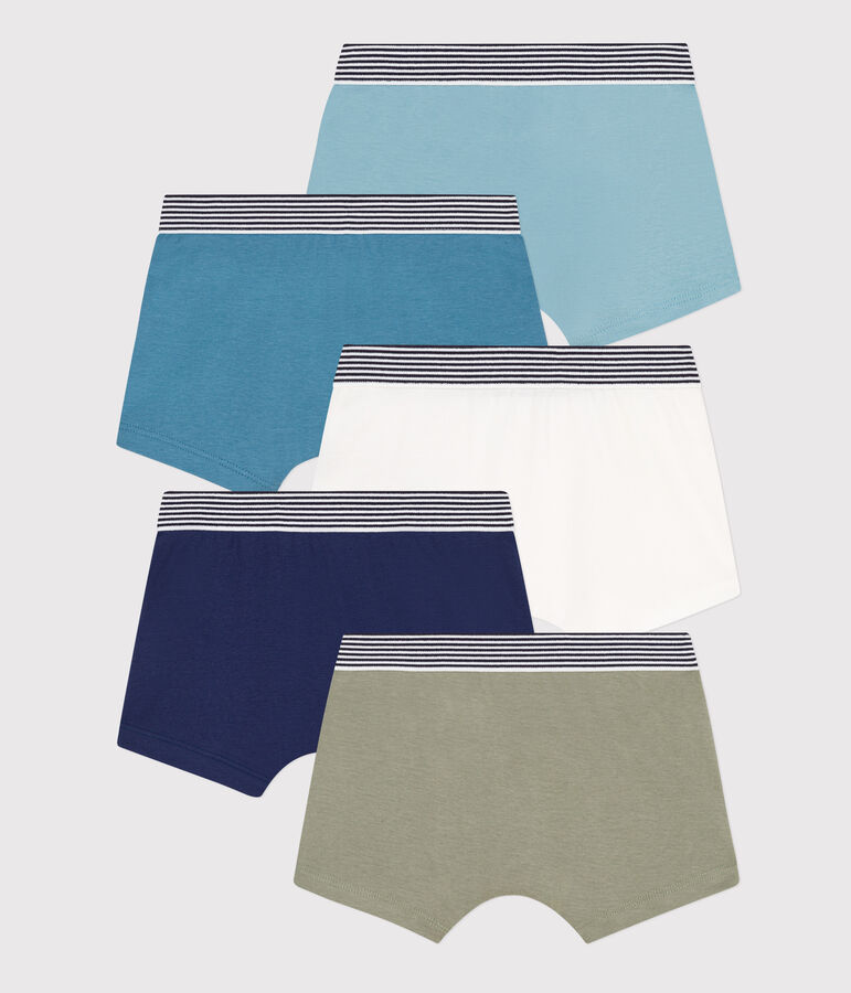 Confezione da 5 boxer a tinta unita in cotone bambino multicolore
