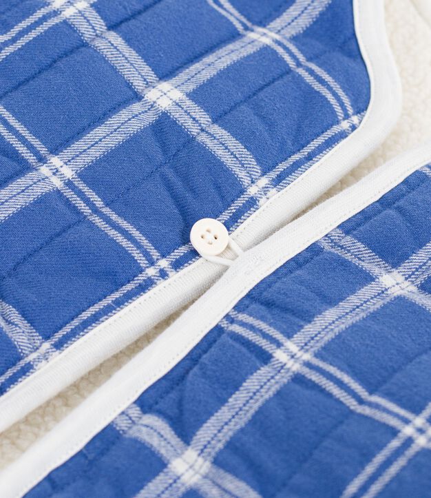Gilet senza maniche in misto flanella e sherpa a quadri neonato ecru/multicolore