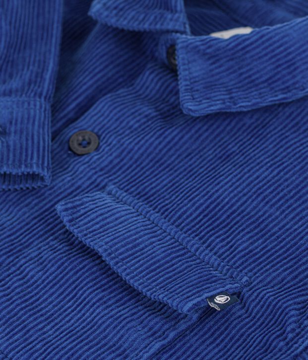 Camicia in velluto tinta unita bambino blu