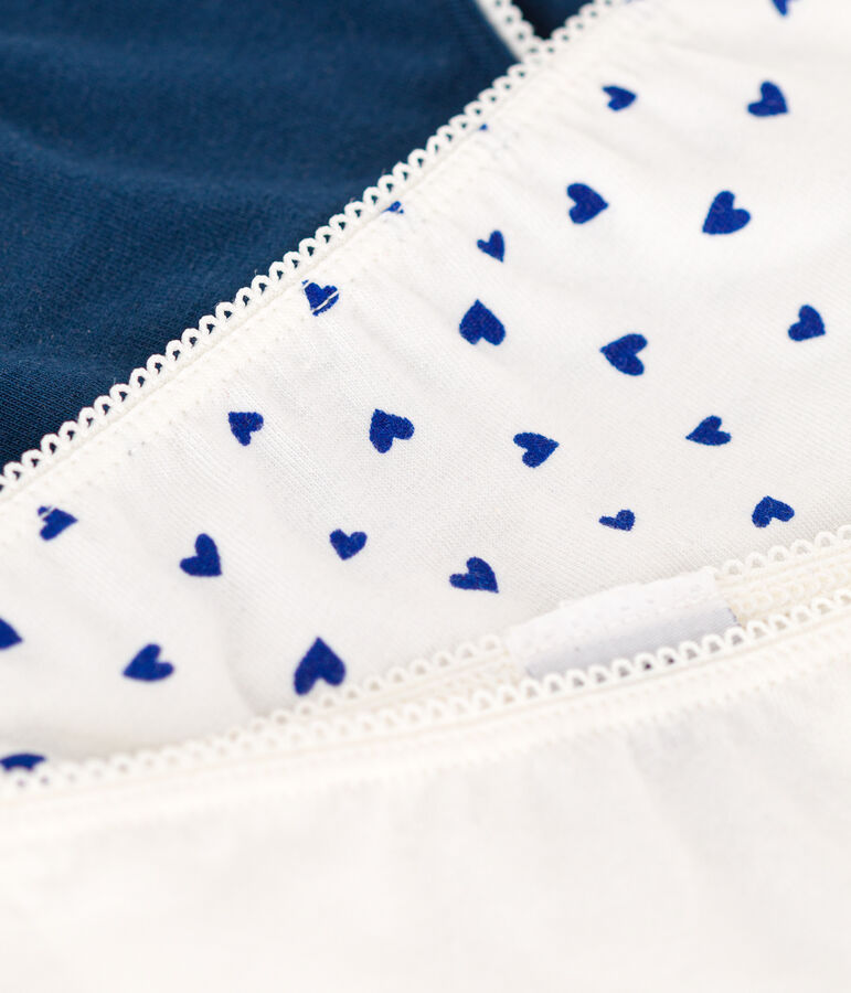 Confezione da 3 slip cuore da bambina in cotone ed elastam multicolore