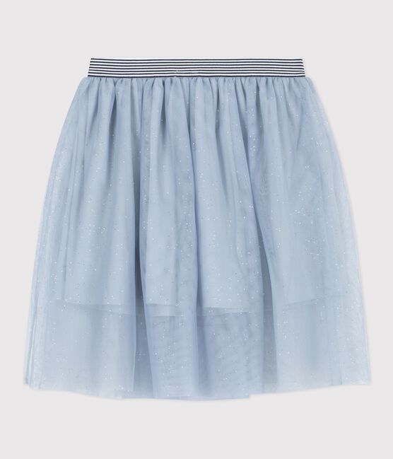 Gonna in tulle tinta unita con paillettes bambina blu CO2/ ARGENT
