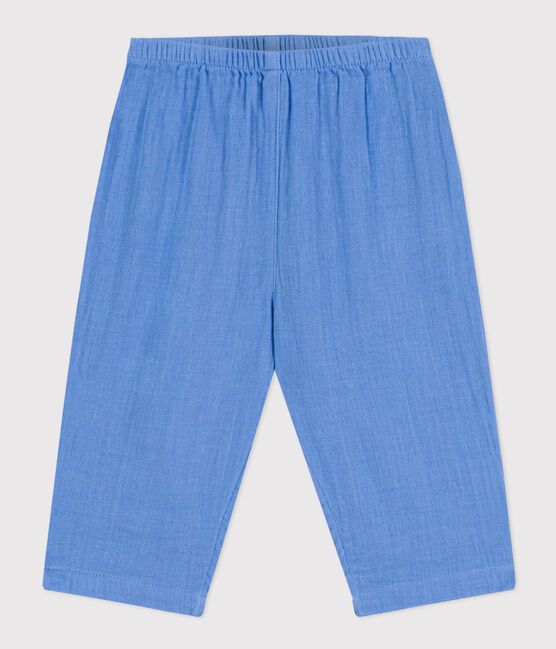 Pantaloni bebè in garza di cotone blu EDNA