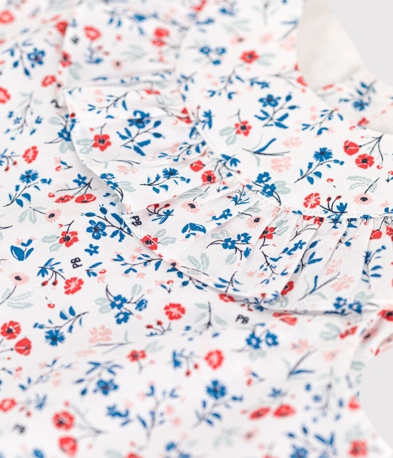 Blusa senza maniche in cotone con stampa a fiori neonato bianco/multicolore
