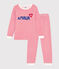 Pigiama bambino unisex in ciniglia a righe rosso MARSHMALLOW/bianco CORRIDA