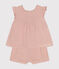 Completo blusa e shorts bebè in garza di cotone rosa SALINE