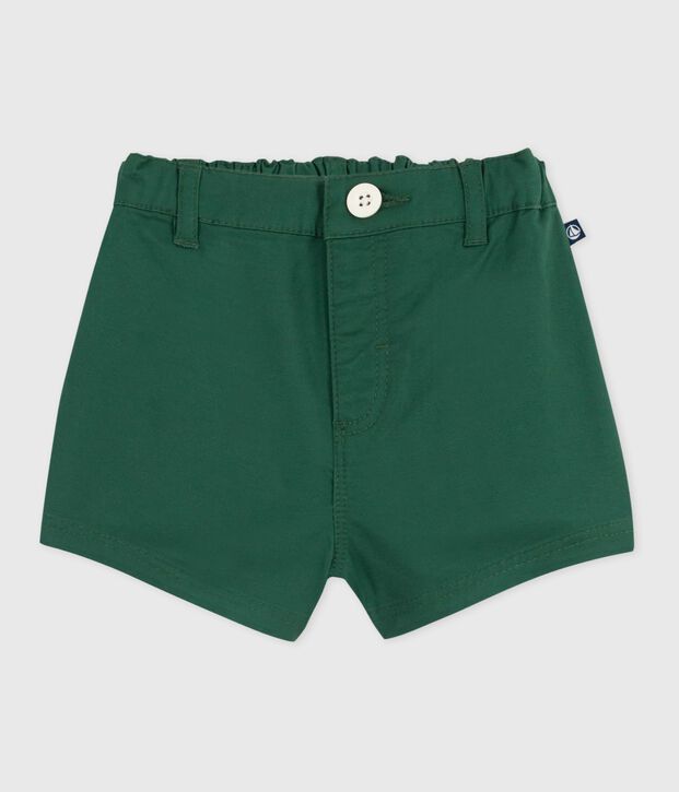 Shorts in serge di cotone tinta unita neonato verde