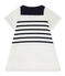 Abito bebé bambina in jersey pesante bianco MARSHMALLOW/blu SMOKING