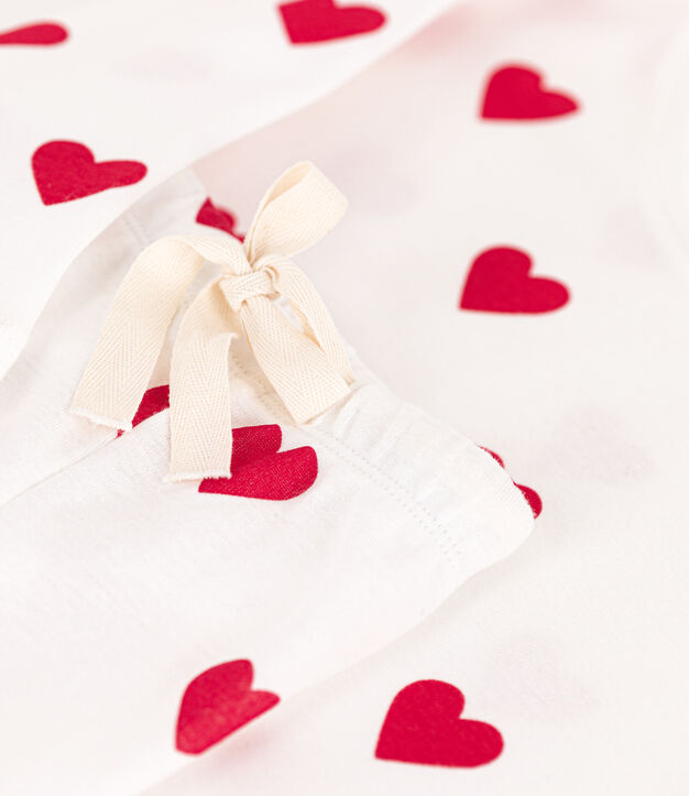 Pigiama donna corto in cotone bianco/rosso
