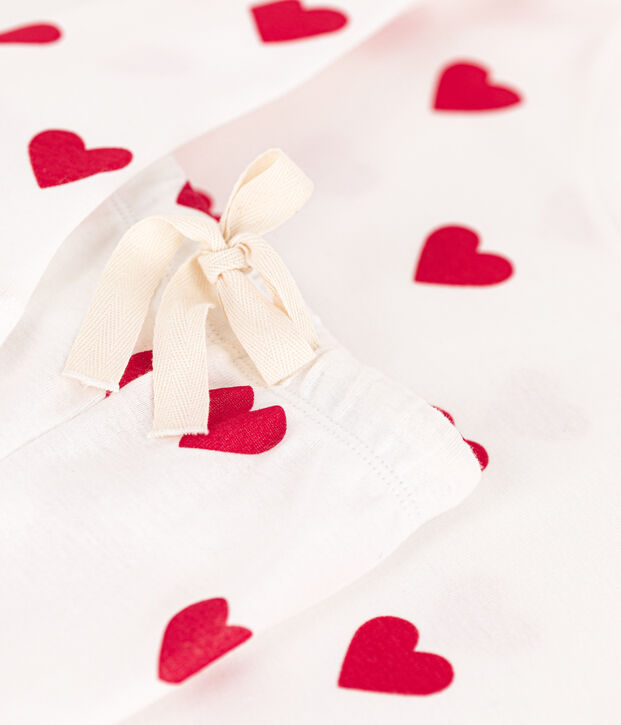 Pigiama donna corto in cotone bianco/rosso
