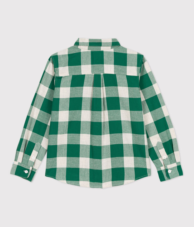 Camicia bambino in flanella a scacchi MATCHA/ecru