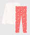 Pigiama a stelle bambina in cotone bianco MARSHMALLOW/rosa PEACHY