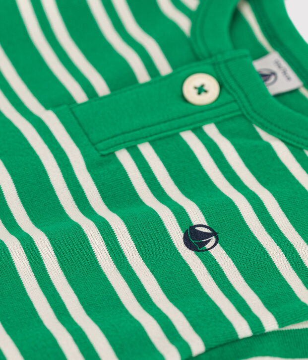 T-shirt beb&egrave; a maniche corte in jersey verde/ecru