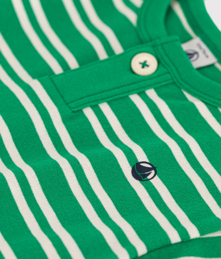 T-shirt beb&egrave; a maniche corte in jersey verde/ecru