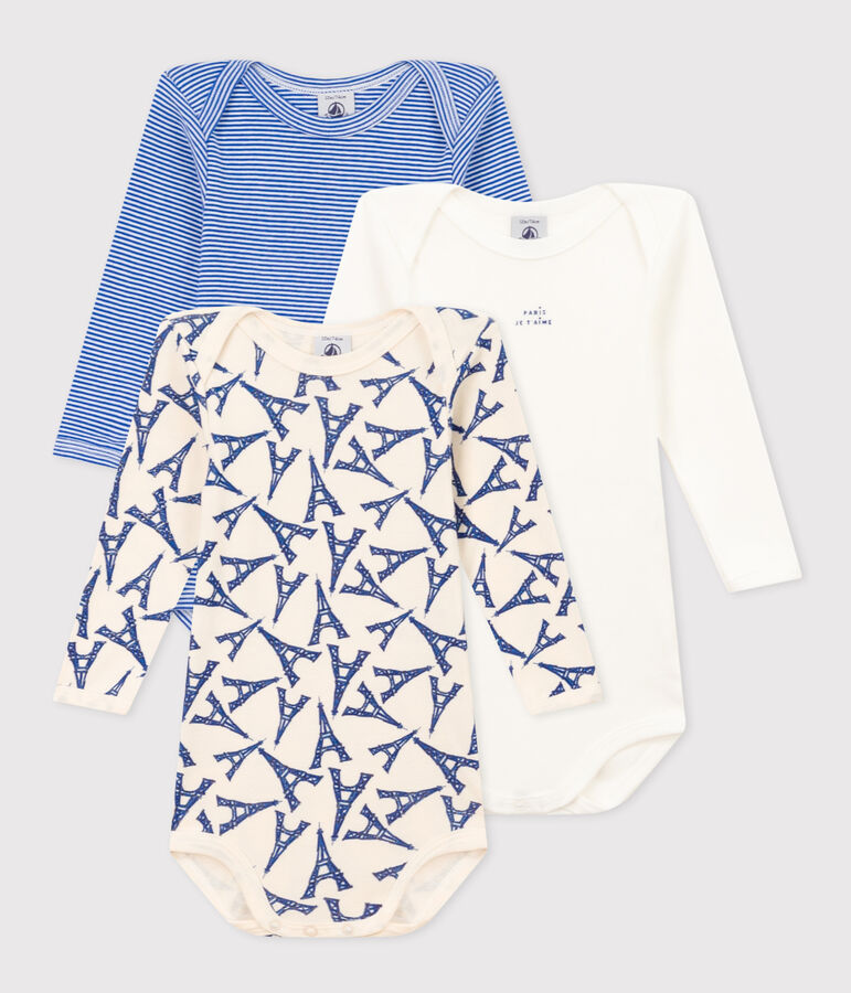 Confezione da 3 body a maniche lunghe beb&egrave; in cotone Paris multicolore