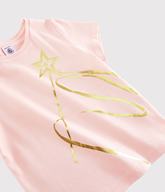 T-shirt a maniche corte in cotone bambina rosa MINOIS