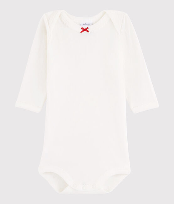 Body manica lunga bebè femmina bianco MARSHMALLOW/rosso TERKUIT
