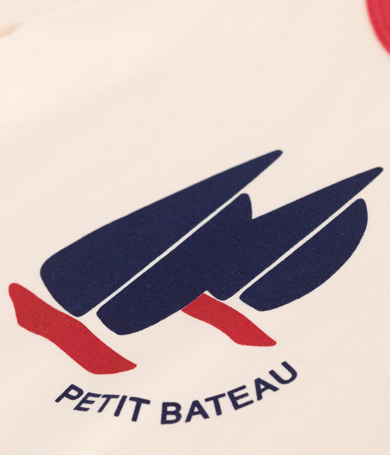 T-shirt a maniche corte in cotone con stampa bambino ecru