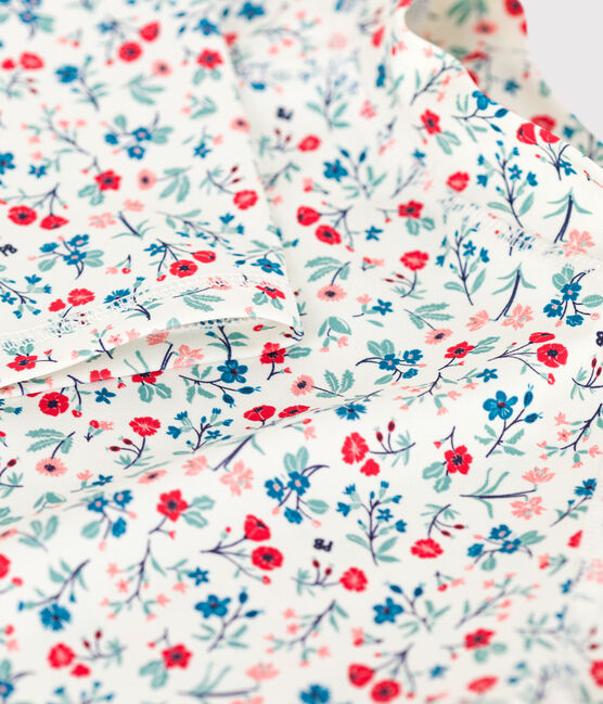 T-shirt da bagno anti-UV a maniche lunghe a fiori bambina bianco MARSHMALLOW/bianco MULTICO