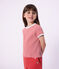 T-shirt a maniche corte in cotone a righe bambino rosso POMPIER/ MARSHMALLOW