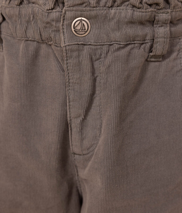 Pantaloni dritti in velluto fine bambina verde THUYA