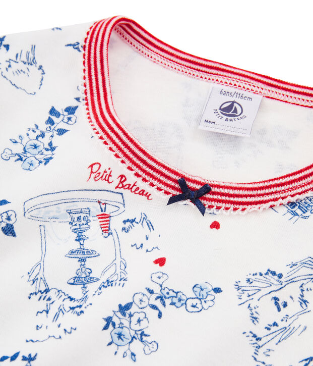 Pigiama bambina a costine bianco/multicolore