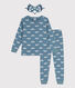 Pigiama con uccellini con maschera bambina in cotone