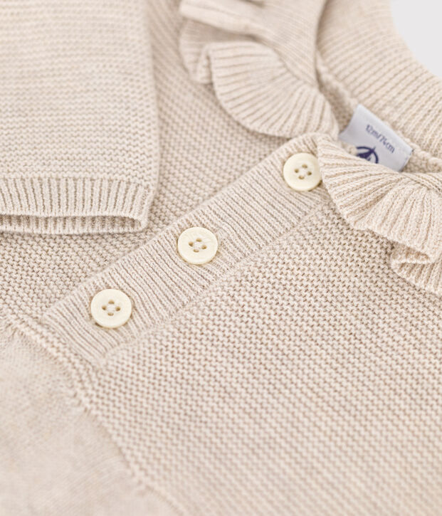 Abito a maniche lunghe in maglia di cotone neonato beige